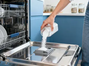 Kobieta czyści okno ściereczką z mikrofibry, używając naturalnego płynu, aby uzyskać efekt idealnego połysku.
